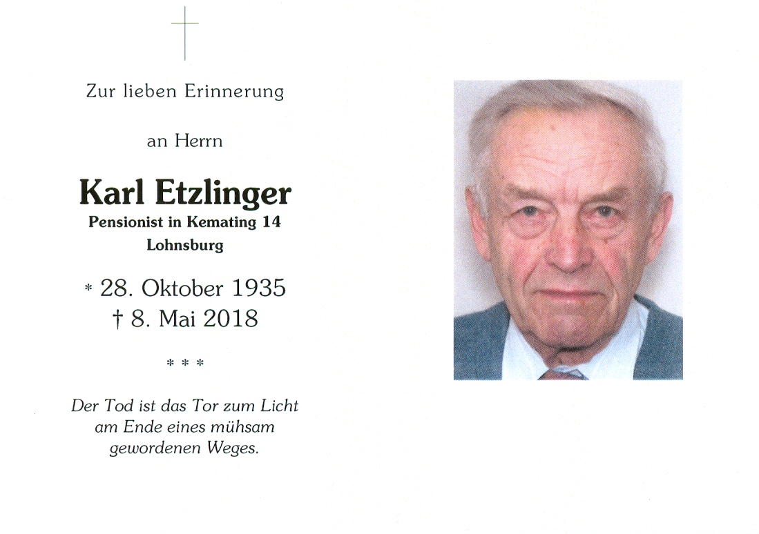 Gedenkbild Etzlinger Karl