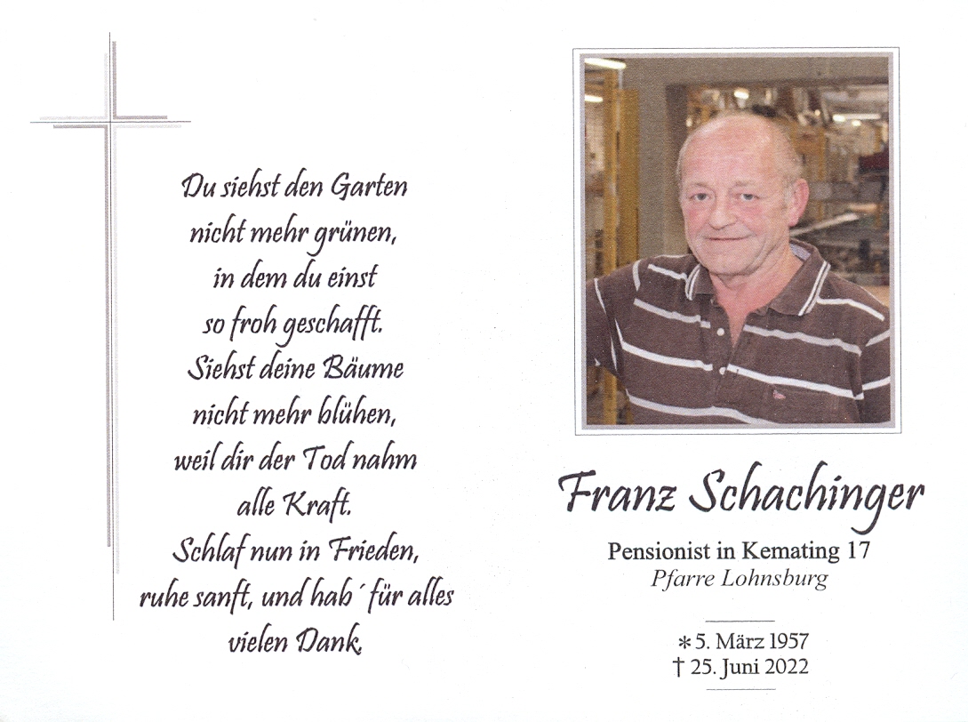 Gedenkbild Schachinger Franz